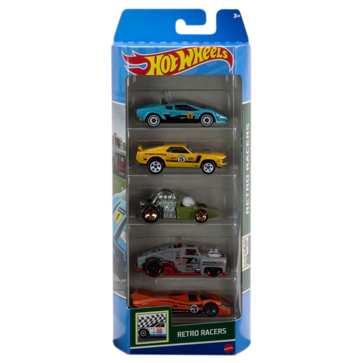 Pack 5 Autos Basicos Hotwheels - Retro Racers